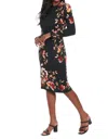 Maggy London Midi Dress In Blk Floral In Multi