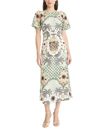 Maggy London Short Sleeve Midi Dress In Multi