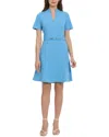 Maggy London Belted A-line Dress In Blue