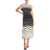 Maggy London Mixed Print Knit Midi Dress In Cream/black