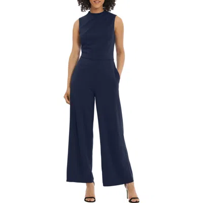 Maggy London Mock Neck Jumpsuit In Blue