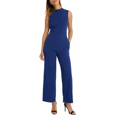 Maggy London Mock Neck Jumpsuit In Beacon Blue