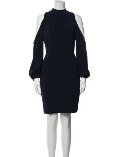 Pre-owned Maggy London Mock Neck Mini Dress In Blue