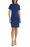Maggy London Mock Neck Short Sleeve Sheath Dress In Beacon Blue