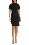 Maggy London Mock Neck Short Sleeve Sheath Dress In Black