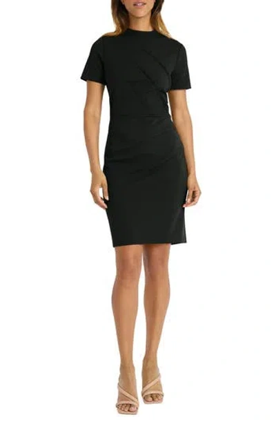 Maggy London Mock Neck Short Sleeve Sheath Dress In Black
