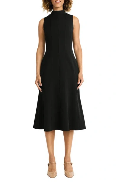 Maggy London Mock Neck Sleeveless Knit Dress In Black