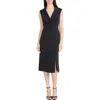 Maggy London Notch Collar Midi Dress In Black