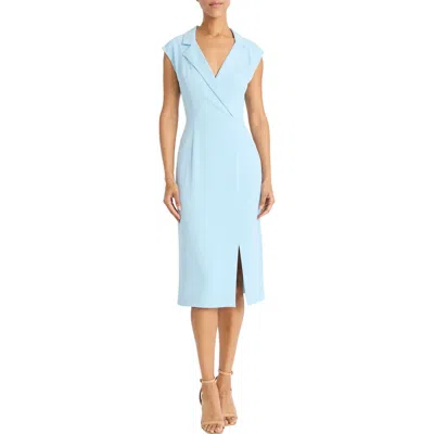Maggy London Notch Collar Midi Dress In Sky Blue