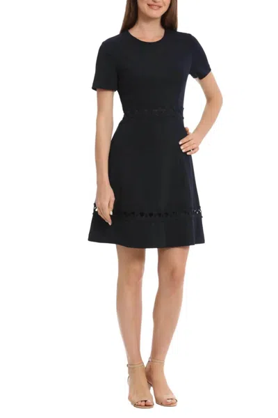 Maggy London Novelty Trim Fit & Flare Dress In Midnight/navy In Multi