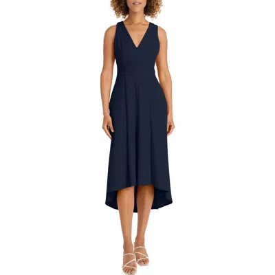 Maggy London Open Back High-low Midi Dress In Twilight Navy
