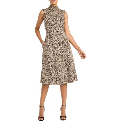 Maggy London Panthera Jacquard Fit & Flare Dress In Brown