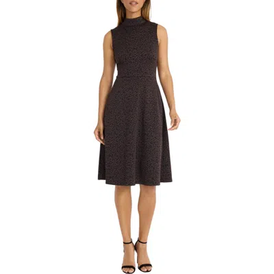 Maggy London Panthera Jacquard Fit & Flare Dress In Dark Brown/black