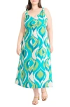Maggy London Plus Size Printed Double-strap Midi Dress