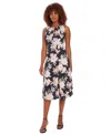 Maggy London Petite Floral-print A-line Dress In Blk Multi