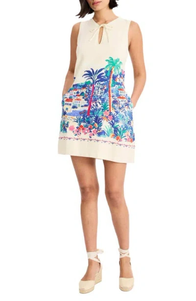 Maggy London Placed Print Sleeveless Linen Blend Minidress In Multi