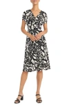 Maggy London Pleated Bodice Midi Dress In Cream/black