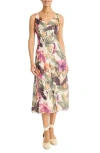 Maggy London Floral Midi Dress In Ivory/berry