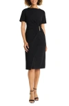 Maggy London Twist Neck Midi Sheath Dress In Black