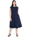 Maggy London Plus Size Chain-trim Midi Fit & Flare Dress In Navy