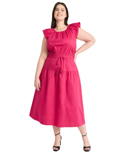 Maggy London Plus Size Cinched-waist Midi Dress