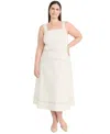 Maggy London Plus Size Cotton Midi Dress In White
