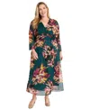 Maggy London Metallic Long Sleeve Chiffon Dress In Turquoise,aqua