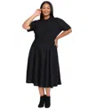 Maggy London Plus Size Glitter Knit Fit And Flare Midi Dress In Black
