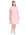 Maggy London Plus Size Pintucked Fit & Flare Dress In Shell Pink