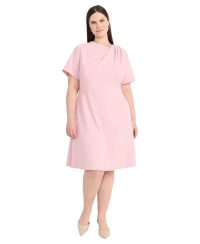 MAGGY LONDON PLUS SIZE PINTUCKED FIT & FLARE DRESS