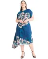 Maggy London Plus Size Printed Round-neck A-line Dress
