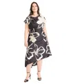 Maggy London Plus Size Short-sleeve A-line Dress In Black