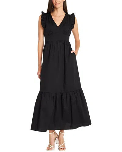 Maggy London Poplin Maxi Dress In Black