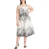 Maggy London Print Fit & Flare Midi Dress In Black/white
