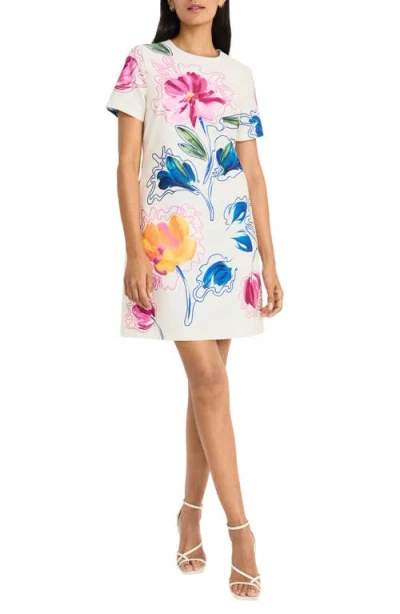 Maggy London Print Shift Dress In White