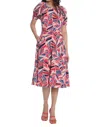 Maggy London Printed Geo Dress In Blush/red In Multi