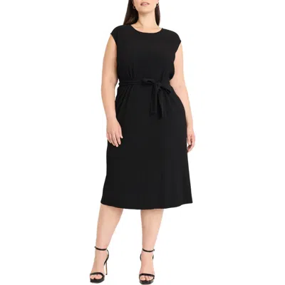 Maggy London Ribbed Midi Dress In Black