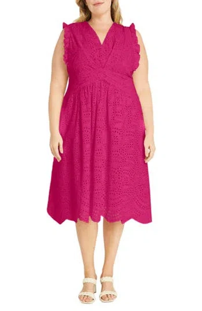 MAGGY LONDON MAGGY LONDON RUFFLE EYELET DRESS