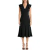 Maggy London Ruffle Flare Dress In Black