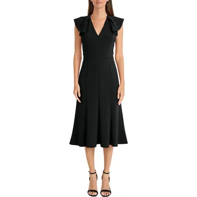 Maggy London Ruffle Flare Dress In Black