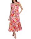 Maggy London Ruffle Maxi Dress In White