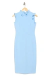 Maggy London Ruffle Mock Neck Sheath Dress In Dutch Canal
