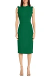 Maggy London Ruffle Mock Neck Sheath Dress In Formal Garden