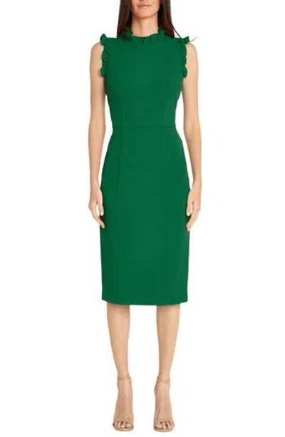 Maggy London Ruffle Mock Neck Sheath Dress In Formal Garden