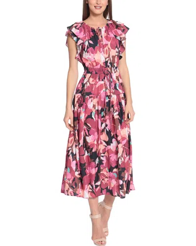 Maggy London Ruffle Sleeve Midi Dress In Multi