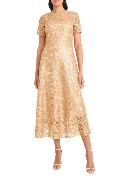 Maggy London Sequin Fit & Flare Cocktail Dress In Gold