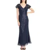 Maggy London Sequin Mermaid Gown In Blue