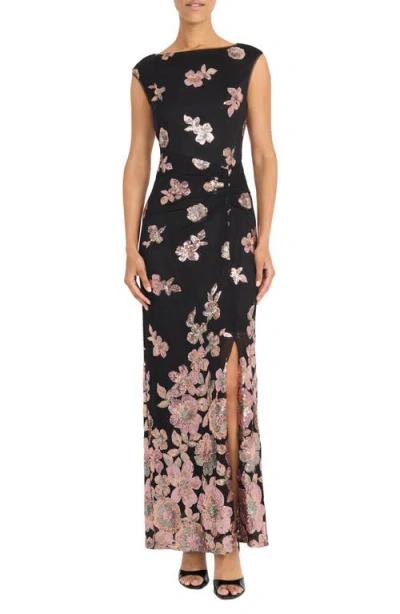 Maggy London Sequin Sleeveless Gown In Black