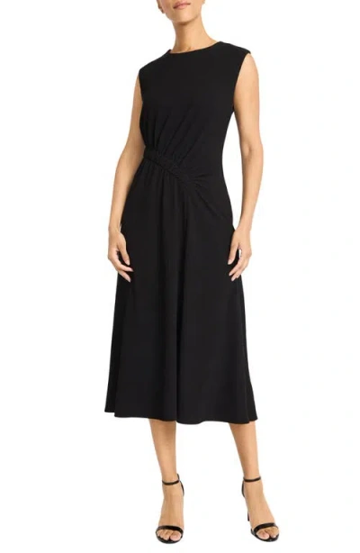 Maggy London Shirred Waist Midi Dress In Black