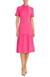 Maggy London Short Sleeve Ruffle Midi Dress In Beetroot Purple